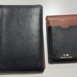 Taylor Stitch leather passport + card wallet matching set